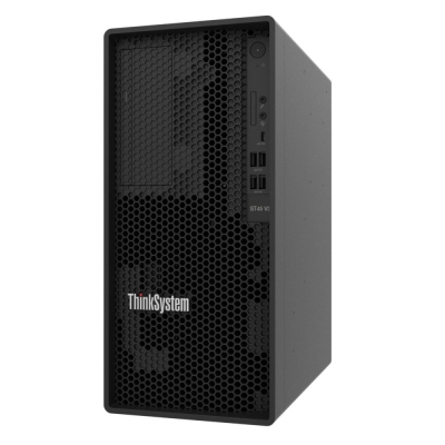 Сървър Lenovo ThinkSystem ST45 V3, AMD EPYC 4244P (6C 3.8GHz 32MB Cache/65W), No RAID, 2x2TB SATA, 1x16GB, 500W 94% Efficiency, No DVD, 3 year