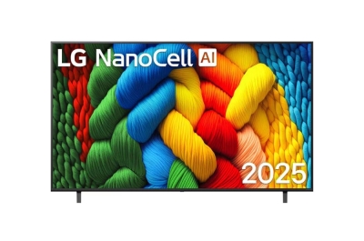 Телевизор LG 75NANO80A3B, 75" 4K HDR Smart Nano Cell TV, 3840x2160, DVB-T2/C/S2, AI Alpha 7, HDR 10 PRO, webOS 25, ThinQ AI, VRR, ALLM, HGiG, WiFi, Clear Voice, AI Upscaling, Bluetooth, Hdmi e-ARC , CI, LAN, AirPlay2, Chromecast, 2 Pole stand, Black