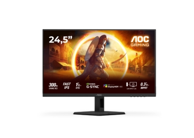 Монитор AOC 25G4SRE, 24.5" Fast IPS WLED, 1920x1080@300Hz (OC 310Hz), 1ms GtG, 0.3ms MPRT, 400cd m/2, 1000:1, 80M:1 DCR, Adaptive Sync, FlickerFree, Tilt, 2xHDMI, DP