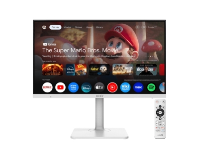 Монитор MSI Modern MD272UPSW, 27", 4ms, IPS, 3840x2160 (UHD), 16:9, Flat, Smart Google TV, Remote Control, HDR Ready, 300 nits, 1000:1, DP(1.4a), HDMI2.0b, TypeC DP alt. w/PD (65W), 2xUSB (2.0), LAN, WiFi 5, BT 5, Dolby Audio 2x3W, Pivot, Heigh Adj., Whit