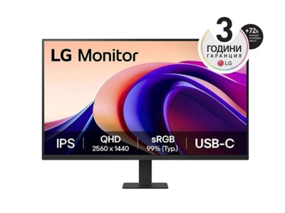 Монитор LG 32U631A-B, 31.5" QHD LED AG, IPS, 100Hz, 5ms, 250 cd/m2, 1000:1, QHD (2560 x 1440), sRGB 99% , HDR 10, USB-C (PD 15W), HDMI, LG Switch, Dynamic Action Sync, Reader mode, Headphone out, Tilt, Black
