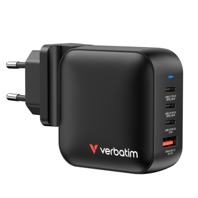 Зарядно устройство Verbatim Mini GaN Charger 100W 4 Port US plug with EU and UK adaptors