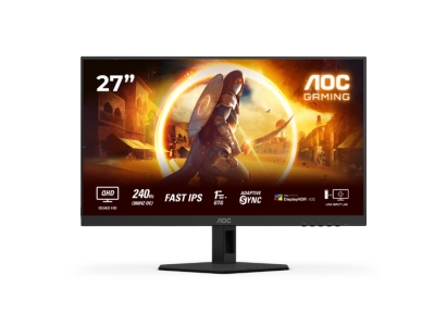 Монитор AOC Q27G4ZR, 27" Fast IPS WLED, 2560x1440@240Hz (OC 260Hz), 1ms GtG, 0.3ms MPRT, 400cd m/2, 1000:1, 80M:1 DCR, Adaptive Sync, FlickerFree, 2Wx2, Tilt, Height Adjust, Pivot, Swivel, 2xHDMI, DP