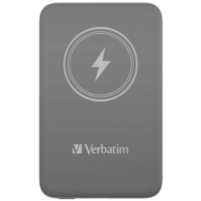 Външна батерия Verbatim MCP-10GY Power Pack 10000 mAh with UBS-C PD 20W / Magnetic Wireless Charging 15W Grey