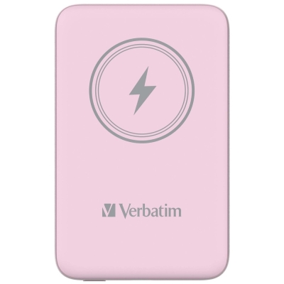 Външна батерия Verbatim MCP-10PK Power Pack 10000 mAh with UBS-C PD 20W / Magnetic Wireless Charging 15W Pink