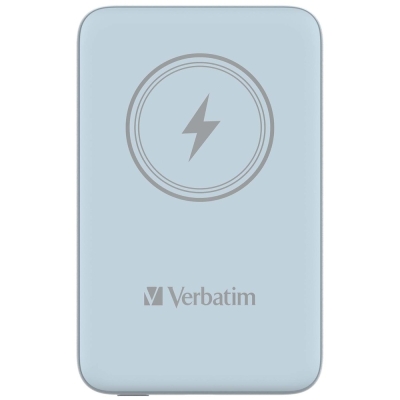 Външна батерия Verbatim MCP-10BE Power Pack 10000 mAh with UBS-C PD 20W / Magnetic Wireless Charging 15W Blue
