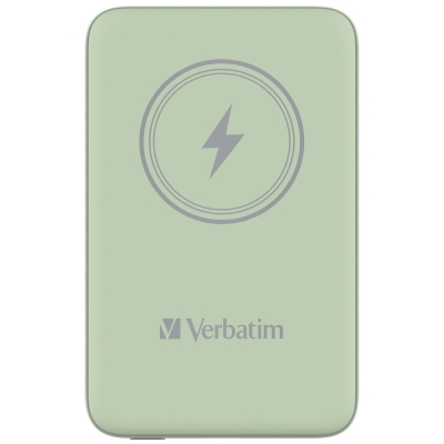 Външна батерия Verbatim MCP-10GN Power Pack 10000 mAh with UBS-C PD 20W / Magnetic Wireless Charging 15W Green