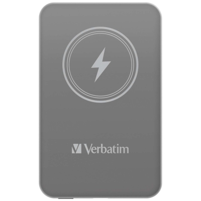 Външна батерия Verbatim MCP-5GY Power Pack 5000 mAh with UBS-C PD 20W / Magnetic Wireless Charging 15W Grey