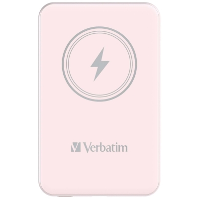 Външна батерия Verbatim MCP-5PK Power Pack 5000 mAh with UBS-C PD 20W / Magnetic Wireless Charging 15W Pink