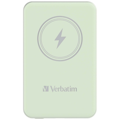 Външна батерия Verbatim MCP-5GN Power Pack 5000 mAh with UBS-C PD 20W / Magnetic Wireless Charging 15W Green