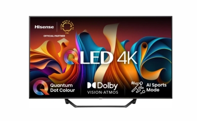 Телевизор Hisense 43" A7NQ, 4K Ultra HD 3840x2160, QLED, FALD, Quantum Dot, HDR 10+, HLG, Dolby Vision, Dolby Atmos, Smart TV, WiFi 5GHz, WiFi Direct, BT, Anyview Cast, 3xHDMI, 2xUSB, LAN, CI+, DVB-T2/C/S2, Black