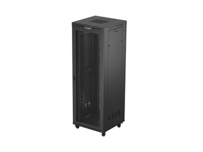 Комуникационен шкаф Lanberg rack cabinet 19" free-standing 47U/800X800 (FLAT PACK) with mesh door LCD black