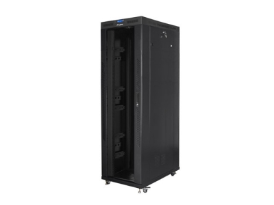 Комуникационен шкаф Lanberg rack cabinet 19" free-standing 42U/800x1200 (flat pack) with glass door lcd black v2