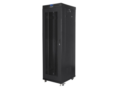 Комуникационен шкаф Lanberg rack cabinet 19" free-standing 42U/600x800 (flat pack) with mesh door lcd black v2
