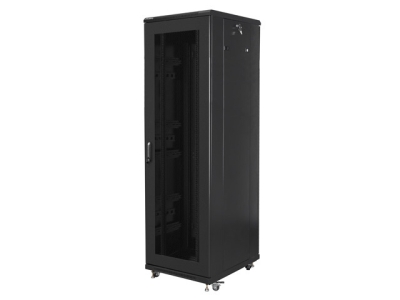 Комуникационен шкаф Lanberg rack cabinet 19" free-standing 42U/600x800 (flat pack) with mesh door black