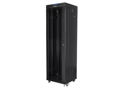 Комуникационен шкаф Lanberg rack cabinet 19" free-standing 42U/600x600 (flat pack) with glass door lcd black v2