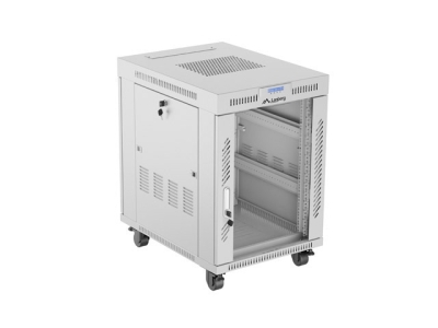 Комуникационен шкаф Lanberg rack cabinet 19" free-standing 15U/600x800 (flat pack) with glass door lcd grey v2