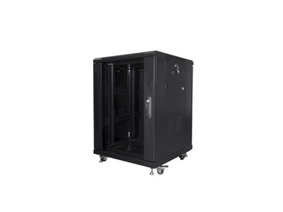 Комуникационен шкаф Lanberg rack cabinet 19" free-standing 15U/600x600 (flat pack) black
