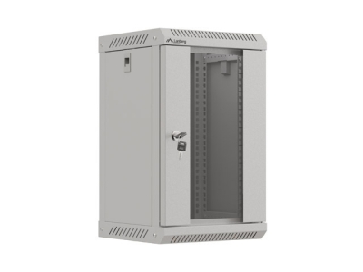 Комуникационен шкаф Lanberg rack cabinet 10" wall-mount 9U/300x300 (flat pack) with glass door grey