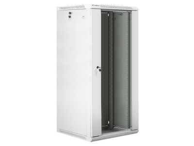 Комуникационен шкаф Lanberg rack cabinet 19" wall-mount 27U / 600x600 for self-assembly (flat pack), grey