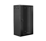 Комуникационен шкаф Lanberg rack cabinet 19" wall-mount 22U / 600x450 for self-assembly (flat pack), black