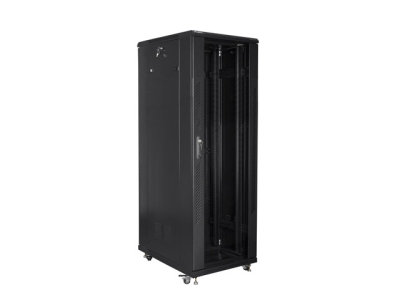 Комуникационен шкаф Lanberg rack cabinet 19" free-standing 47U / 800x800 self-assembly flat pack, black