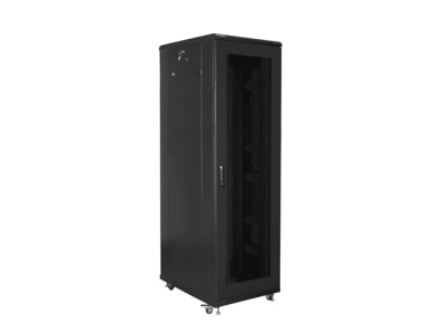Комуникационен шкаф Lanberg rack cabinet 19" free-standing 42U / 800x800 self-assembly flat pack with mesh door, black