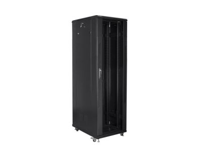 Комуникационен шкаф Lanberg rack cabinet 19" free-standing 42U / 800x800 self-assembly flat pack, black
