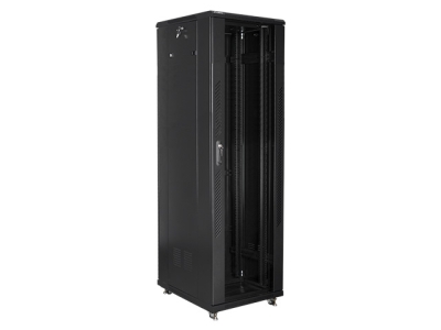 Комуникационен шкаф Lanberg rack cabinet 19" free-standing 42U / 600x800 self-assembly flat pack, black
