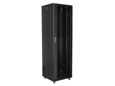 Комуникационен шкаф Lanberg rack cabinet 19" free-standing 42U / 600x600 self-assembly flat pack, black
