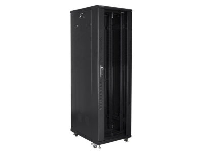 Комуникационен шкаф Lanberg rack cabinet 19" free-standing 42U / 600x1000 self-assembly flat pack, black