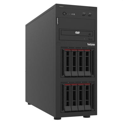 Сървър Lenovo ThinkSystem ST250 V3, Xeon E-2468 (8C 2.6GHz 16MB Cache/65W), 1x32GB, O/B, 2.5" HS (8), 5350-8i, HS 800W Titanium, XCC2 Platinum, No DVD