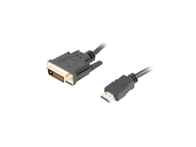 Кабел Lanberg HDMI (M) -> DVI-D (M) (24+1) cable 1.8m, dual link, with gold-plated 4K connectors, black