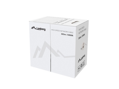 Кабел Lanberg LAN cable CAT.5E UTP 305m solid CU fluke passed, grey