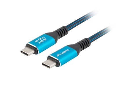 Кабел Lanberg USB-C M/M 4.0 cable 2m 240w 8k 60hz black-blue