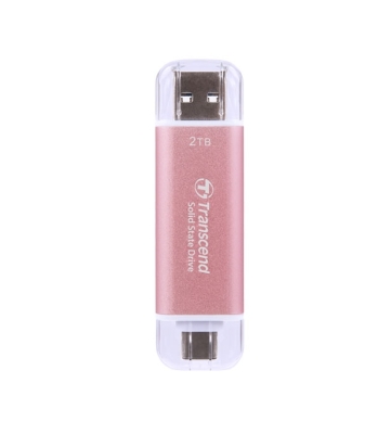 Твърд диск Transcend 2TB, USB External SSD, ESD310P, USB 10Gbps, Type C/ A, Pink