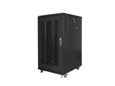Комуникационен шкаф Lanberg rack cabinet 19" free-standing 22U/600x800 (flat pack) with mesh door black