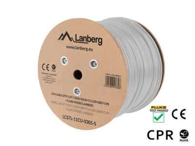 Кабел Lanberg LAN cable CAT.7 sftp 305m solid cu lszh grey cpr + fluke passed