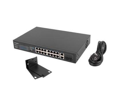 Комутатор Lanberg switch 16x 100mb poe+/2x 1GB/1x sfp unmanaged rack 10" & 19" gigabit ethernet 150w