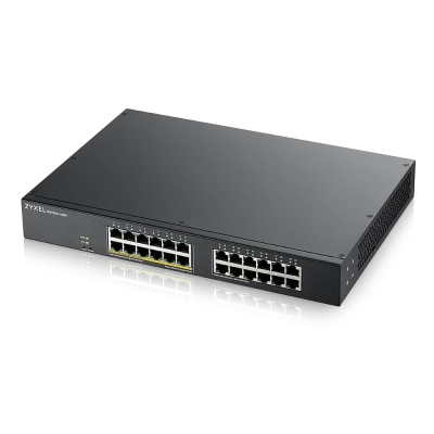 Комутатор ZyXEL GS1900-24, 24-port GbE L2, 12 Port PoE Smart Switch, rackmount, 130 Watt