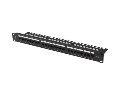 Пач панел Lanberg patch panel 24 port 1U 19" CAT.5e utp with cable organizer black