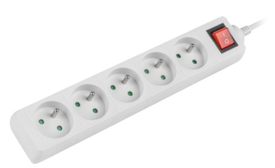 Разклонител Lanberg power strip 1.5m, 5 sockets, french with circuit breaker quality-grade copper cable, white