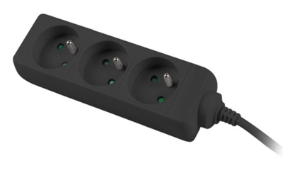 Разклонител Lanberg power strip 3m, 3 sockets, french quality-grade copper cable, black