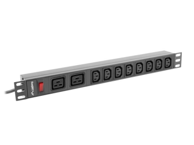 Разклонител Lanberg power distribution unit (pdu) 19" 1U 16a 2m 2x c19 8x iec c13 sockets black c20
