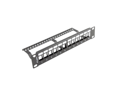 Пач панел Lanberg patch panel blank 12 port 1U with organizer for keystone modules black
