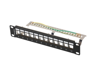 Пач панел Lanberg patch panel blank 12 port 1U 10" ftp for keystone modules black v2