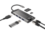 Докинг станция Natec Fowler Plus Multiport Adapter 8 in 1, USB 3.0 HUB, HDMI 4K, USB-C PD, RJ45, SD, Micro