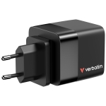 Зарядно устройство Verbatim Mini GaN Charger 65W 2 Port retractable cable display US plugs with EU and UK adaptors