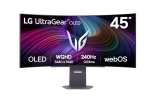 Монитор LG 45GX90SA-B, 44.5", OLED UltraGear 21:9 Curved Smart, 0.03 ms, WQHD (3440x1440), 240Hz, HDR 400, 1500000:1, 250 cd/m2, DCI-P3 98.5%, VRR, Free-sync, G-Sync, USB-C, PD 65W, HDMI, DP, PBP, Speakers 7W x2, Bluetooth, LG Switch, Height, Swivel, Tilt