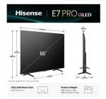 Телевизор Hisense 55" E7Q Pro, 4K Ultra HD 3840x2160, QLED, Quantum Dot, 144Hz, HDR 10+ adaptive, HLG, Dolby Vision, DTS Virtual X, Smart TV, WiFi 5GHz, WiFi Direct, BT, Anyview Cast, 3xHDMI, 2xUSB, LAN, CI+, DVB-T2/C/S2, Black
